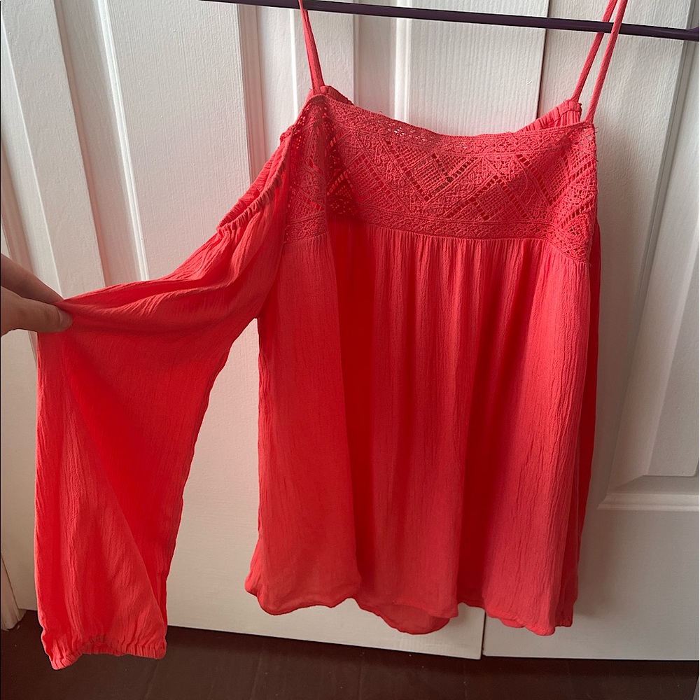 Pink/Coral Off The Shoulders Blouse